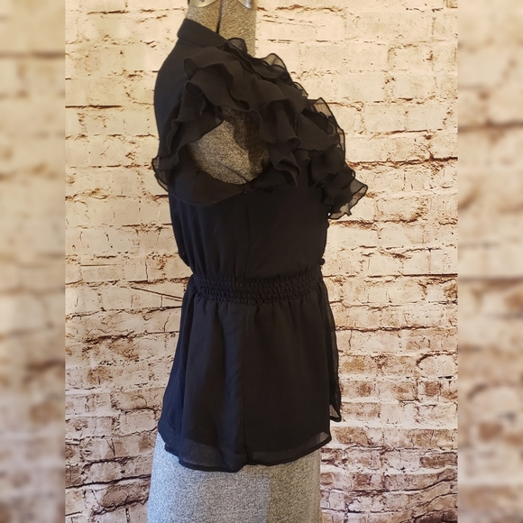 H&M Black Chiffon Top with Soft Ruffles - Picture 2 of 5